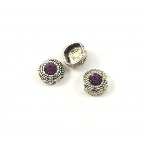 Spacer metal bead purple round two rows*